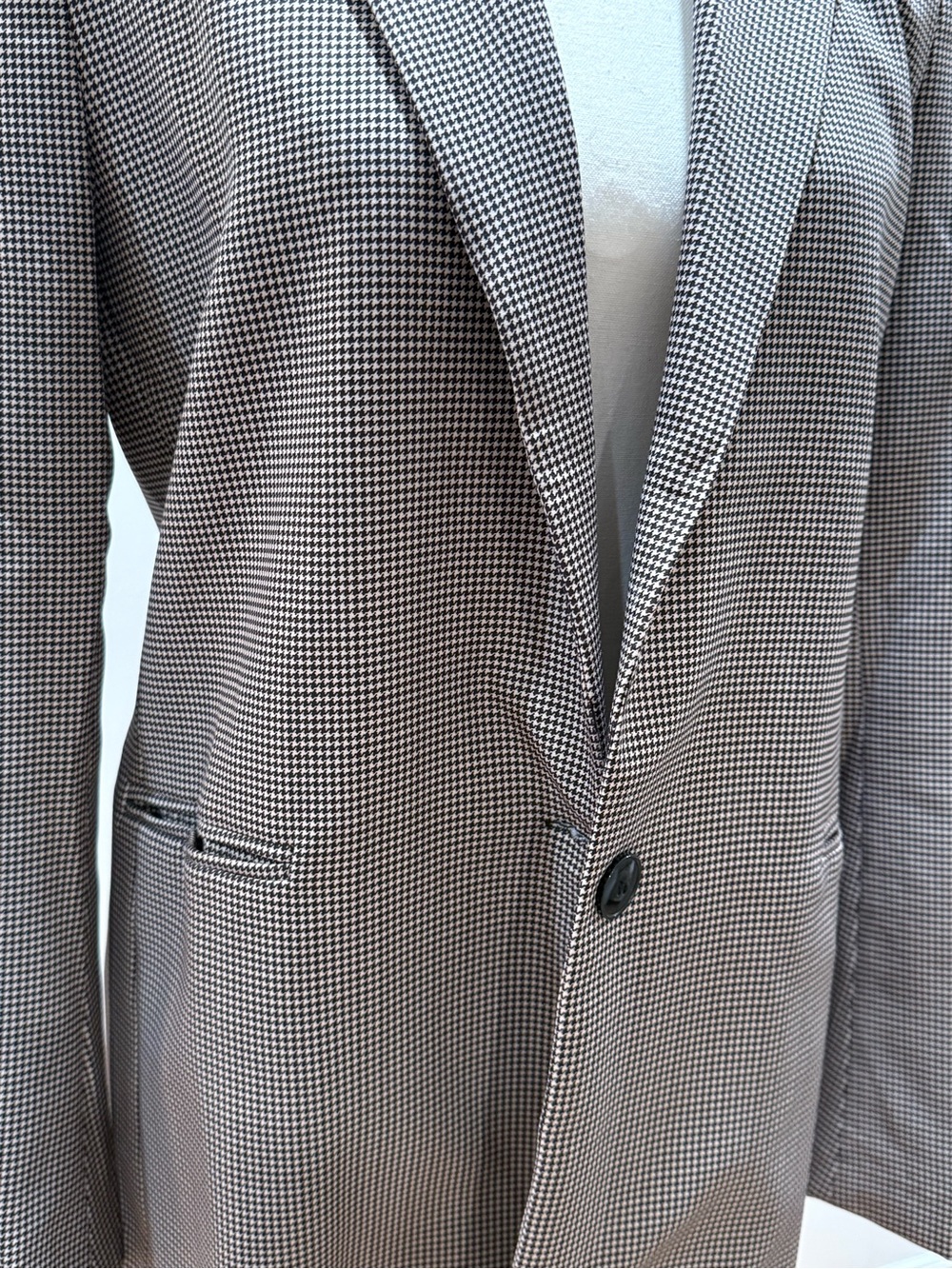 Women's Houndstooth Single-Button Blazer - Black & White